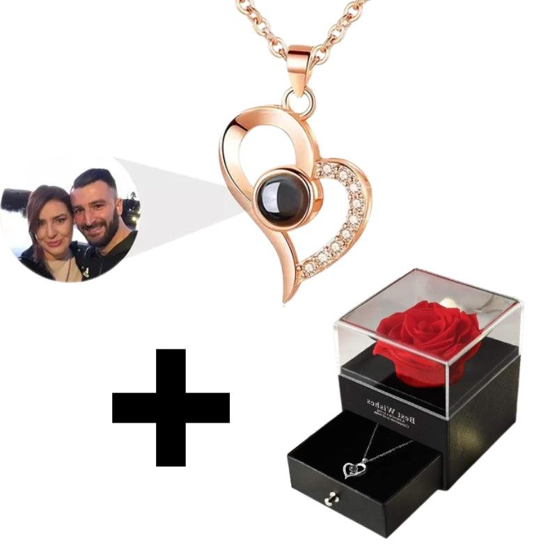 Colar Amor Eterno - Foto Personalizável + Caixa Com Rosa Encantada