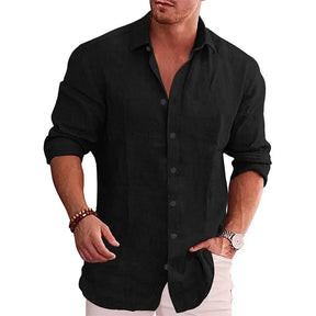 Camisa casual de linho manga comprida - line luxe