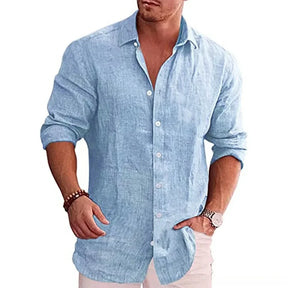 Camisa casual de linho manga comprida - line luxe