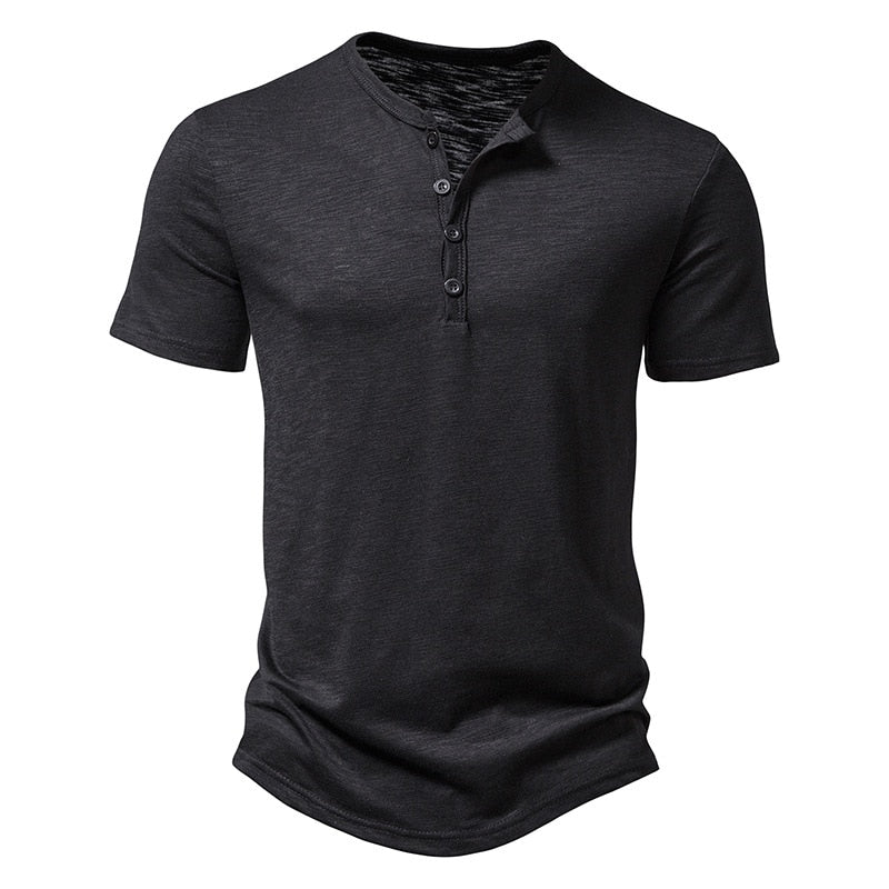 Camisa Casual Masculina Colarinho Henley