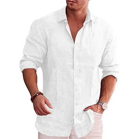 Camisa casual de linho manga comprida - line luxe