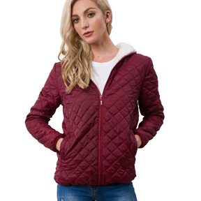 Jaqueta Parka Feminino Veludo Vinho