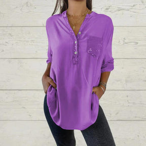 Camisa Lorena com Decote em V (Frete Grátis)