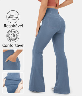 Calça Jeans Mab™ de Cintura Alta Cruzada - Liriou