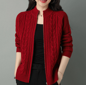 Jaqueta Cardigan Com Gola Alta e zíper - Liriou